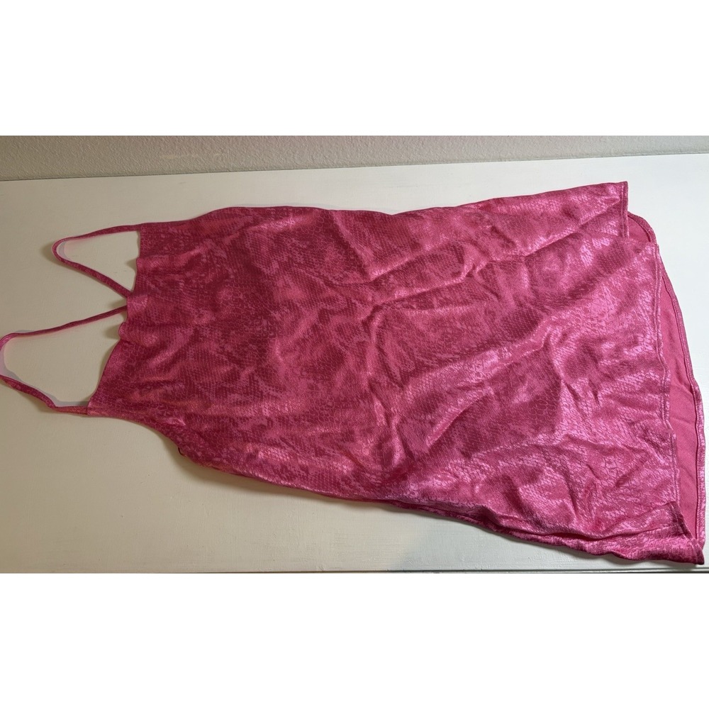 Zara Satin Slip Dress Pink Snake Print Mini Strappy Open Back XS NWT